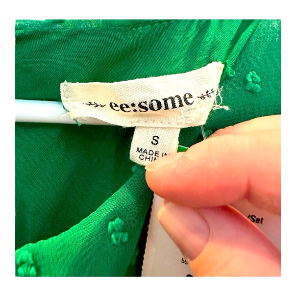 EE:SOME Green Mini Dress Swiss Dot Women’s Size Small - Picture 5 of 5